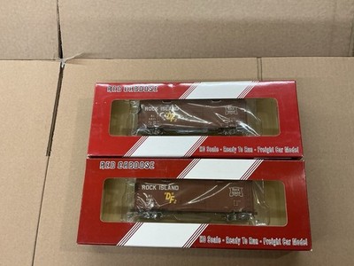 RED CABOOSE HO SCALE GÜTERWAGEN WAGONS 2X 40  ACF BOX CARS ROCK ISLAND SCHÖN!