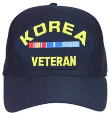 Korea Veteran with Veteran Ribbons Baseball Cap, Navy Blue | Made in USA