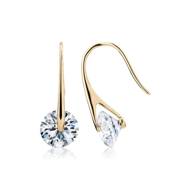 Secrets Shhh Brilliant drop earrings w 3.34 carats in 10ct Yellow Gold RRP $649