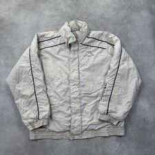 Kappa Rain Jacket Men's Small Vintage Full Zip Windbreaker Coat, Beige