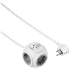 Sygonix SY-5827192 3-Compartment Cube Outlet White, Schuko Grey 1pc