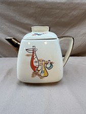 Stanford Sebring Teapot 1950's MCM Vintage Copper & Beige Made In USA