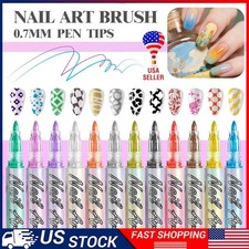 12 Colors Nail Art Pens Set, Nail Art Marker, Nail Doodle Pens, 0.5 MM Nail