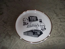 Collectible Historic Milton Bradley 100th Anniversary Ashtray. Gold Trim