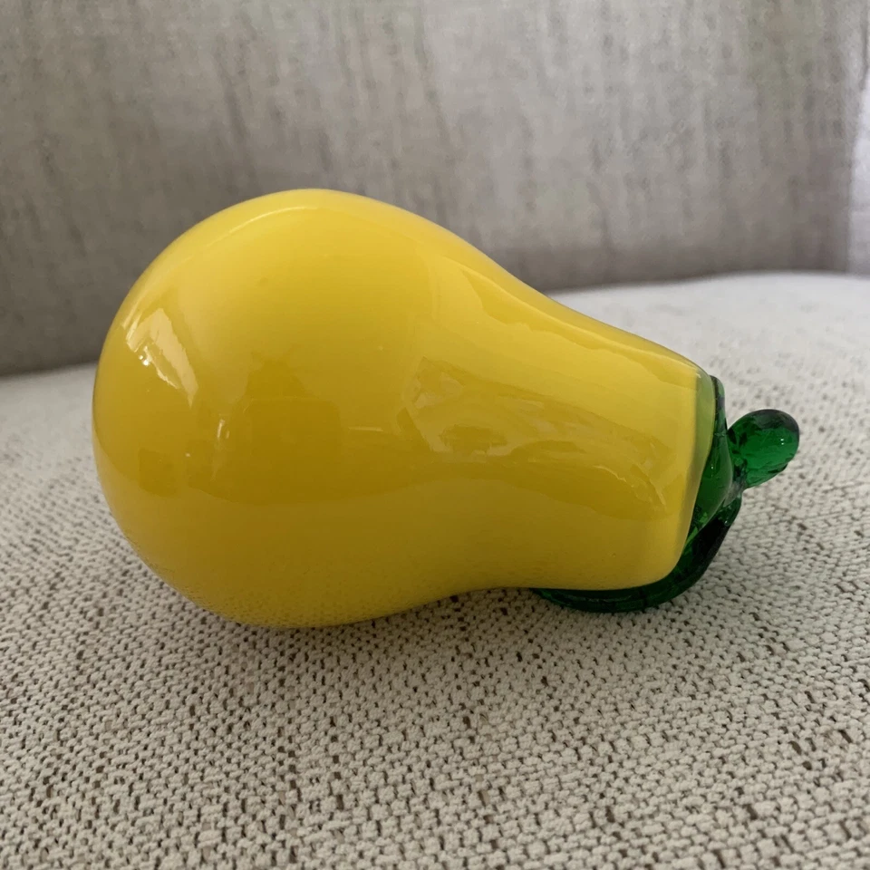 Decorative Glass Fruit Yellow Pear Glass Art Paperweight Bowl Filler - Image 2 of 4