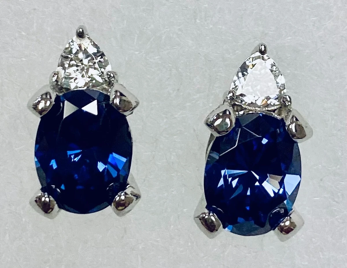 HSN Absolute Sterling Silver Oval Simulated Sapphire Pear Stud