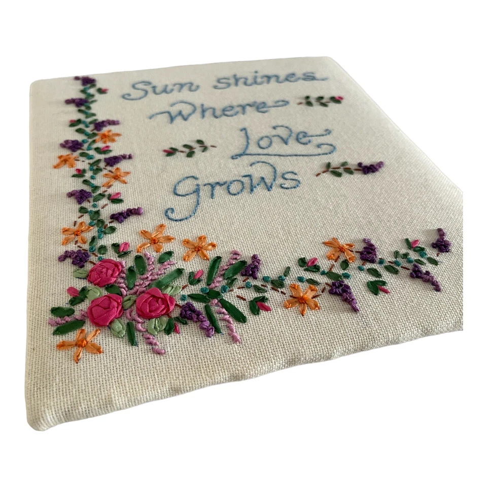 Cinta Completa Bordada Flores Imagen Sol Brilla Donde Crece el Amor 8 x 9 Foto 2 de 4