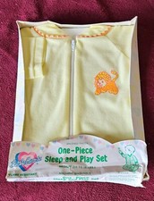 Vintage Yellow Baby Sleeper Size 6 Mo. One-piece Made in USA -Little Hearts- Lio