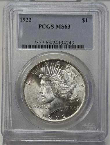 1922 Peace Silver Dollar PCGS MS63