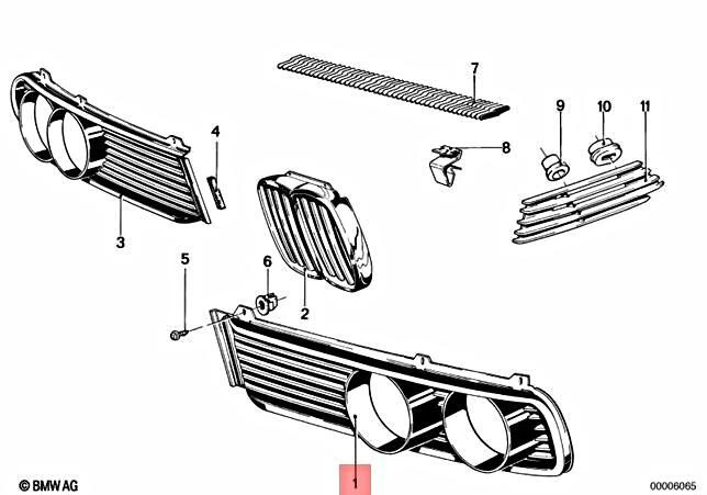 Genuine BMW E12 Sedan Headlight Front Lamp Grille Left OEM 