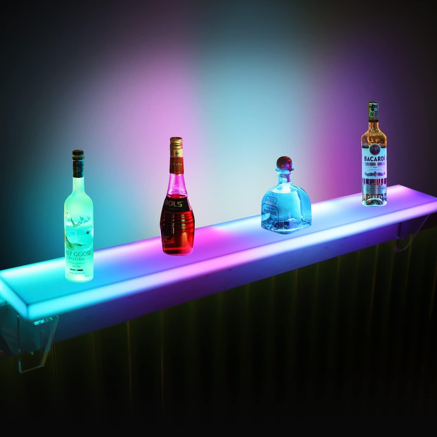 SET OF 2 - LED Liquor Bottle Display Shelf - 32" - Remote App - Floating Bar