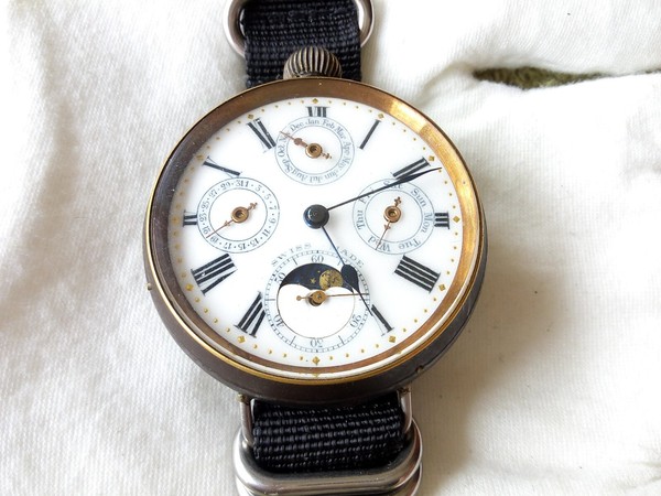WORKING MARRIAGE POCKET WATCH TRIPLE  VOLL CALENDAR MOON CALENDRIER RELOJ FUNCIO