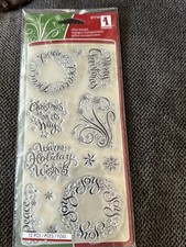 Inkadinkado Warm Holiday Wishes Clear Acrylic Stamp Set 97734 12 pc