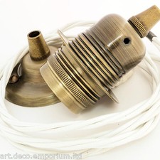 Image of Vintage Styled E27 Complete Ceiling Pendant Kit in Antiqued Brass Finish