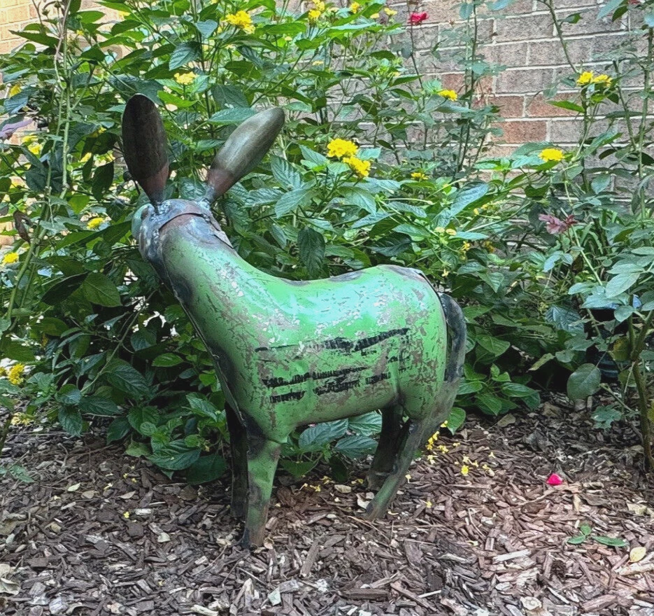 Recycled Metal Donkey Statue Yard Art Farm Animal Mule Horse Barn Reclaimed - Image 4 of 4