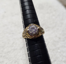 Signed CZ 925 Sterling Ring Sz 6 3/4" w/ clear quartz  Rhinestones