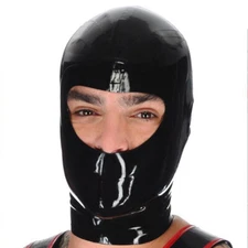 Latex Hood Open Eyes and Nose Sniper Cosplay Rubber Mask Solid Color Back Zip US