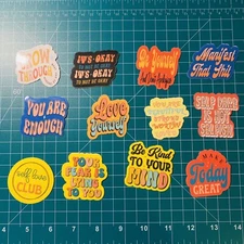 Retro Style Mental Health Motivational Stickers 12pcs