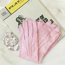 Vintage Gant Perrin France Below Elbow Rose Pink Kidskin Leather Gloves Size 7