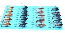 20 Quality Mixed BARBLESS Chew Hoppers - DRY FLY BOX SET sz10/12 -  Trout Flies