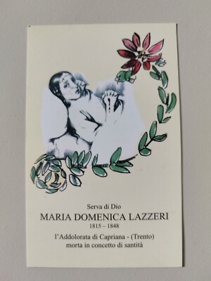Maria Domenica Lazzeri, Servant of God, Holy Card