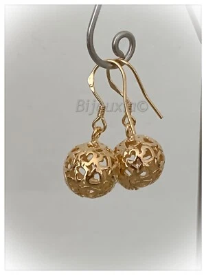 BIJOUXIA Boucles D'oreilles Pendantes Boule Ajourée 12MM En Plaqué Or Bijoux Femme