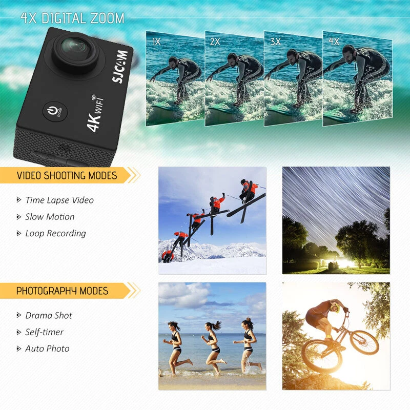 WIFI 4K 16MP 1080P SJCAM SJ4000 AIR Sports DV Action Camera Camcorder Waterproof - Image 3 of 4