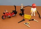 vintage '91 Playmobil 3437 SHELL SERVICE GAS STATION-MOTORCYCLE FIGURE TIRE PUMP