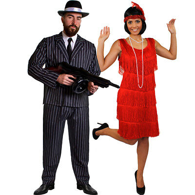 GANGSTER AND FLAPPER COUPLES COSTUME 1920'S FANCY DRESS THE GREAT GATSBY  OUTFIT