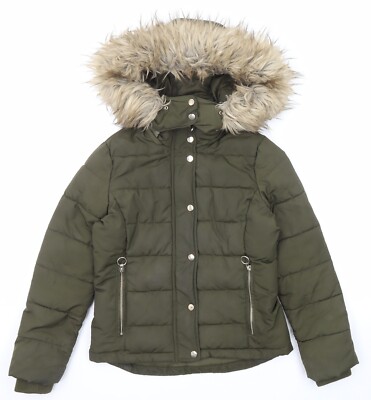 Topshop Womens Green Puffer Jacket Size Zip UK