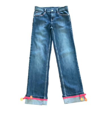 Gymboree Growing Flowers Jeans Cuffed Girls Sz 12 Dangle Flower Pants Sz 12 NWOT