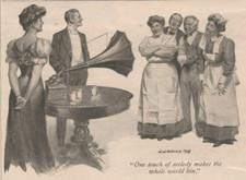 Edison Phonograph Man Woman Play Music For Maid & Domestic Staff 1908 Antique Ad