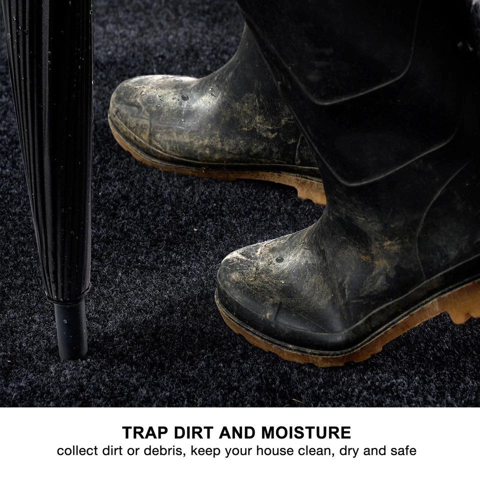 Black Runner Rug Hallway Non Slip Rubber Back Entryway Kitchen Runner Door Mat - Image 4 of 4