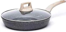 CAROTE Nonstick Deep Frying Pan with Lid 10 Inch Skillet Saute Pan Induction ...