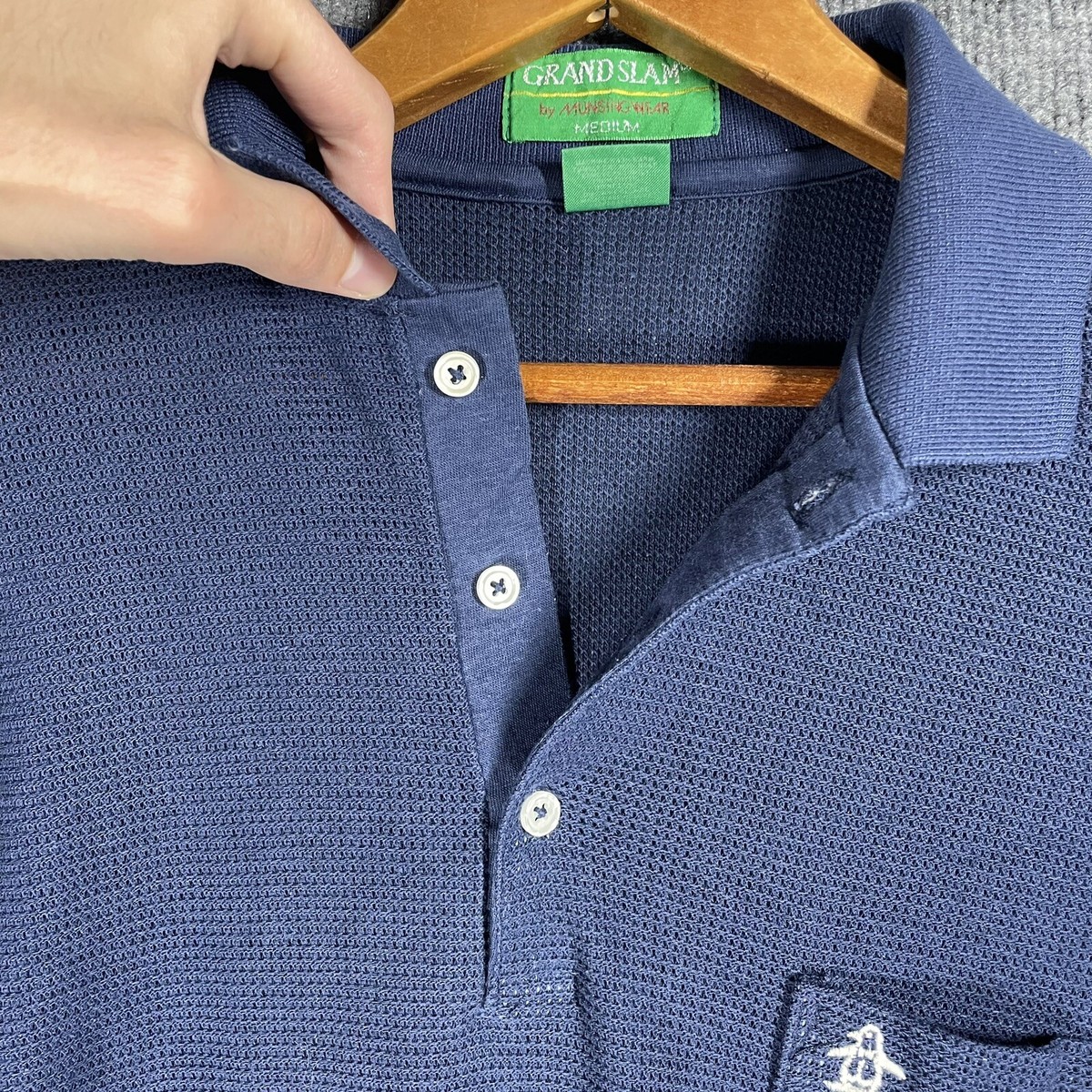 VINTAGE 60s 70s Grand Slam Munsingwear Polo Shirt Size Medium Mesh