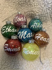 Personalized Rainbow glitter ornaments Ball for Christmas, holidays Pack Of 1