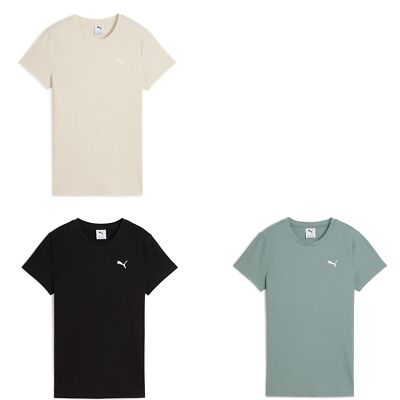 PUMA Geripptes T Shirt Frauen Damen Rundhals Rundhalsausschnitt Baumwolle