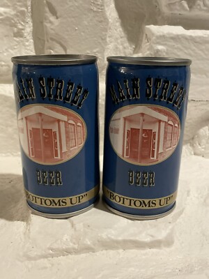 Main Street Pull Top Beer Can ''Bottoms Up'' Blue X2 - Pull Tab Intact On 1