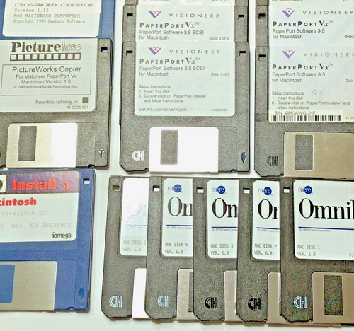14 Vintage 3 5 Disks MACINTOSH PaperPort OmniPage PictureWorks 