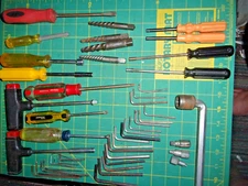 Assorted Tools Lot Of 49 screwdrivers, bits, carb adjusters, drivers, allen wren