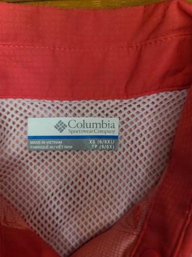 Columbia PFG Sleeveless Spring Summer Travel Shirt Coral Youth Size XS(6/6X) - Picture 3 of 10