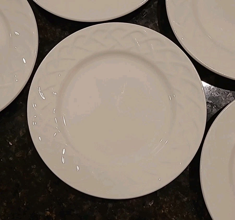 JUEGO (5) Platos de Pan Oneida PICNIC Off White 6 1/8". Tejido de cesta Foto 4 de 4