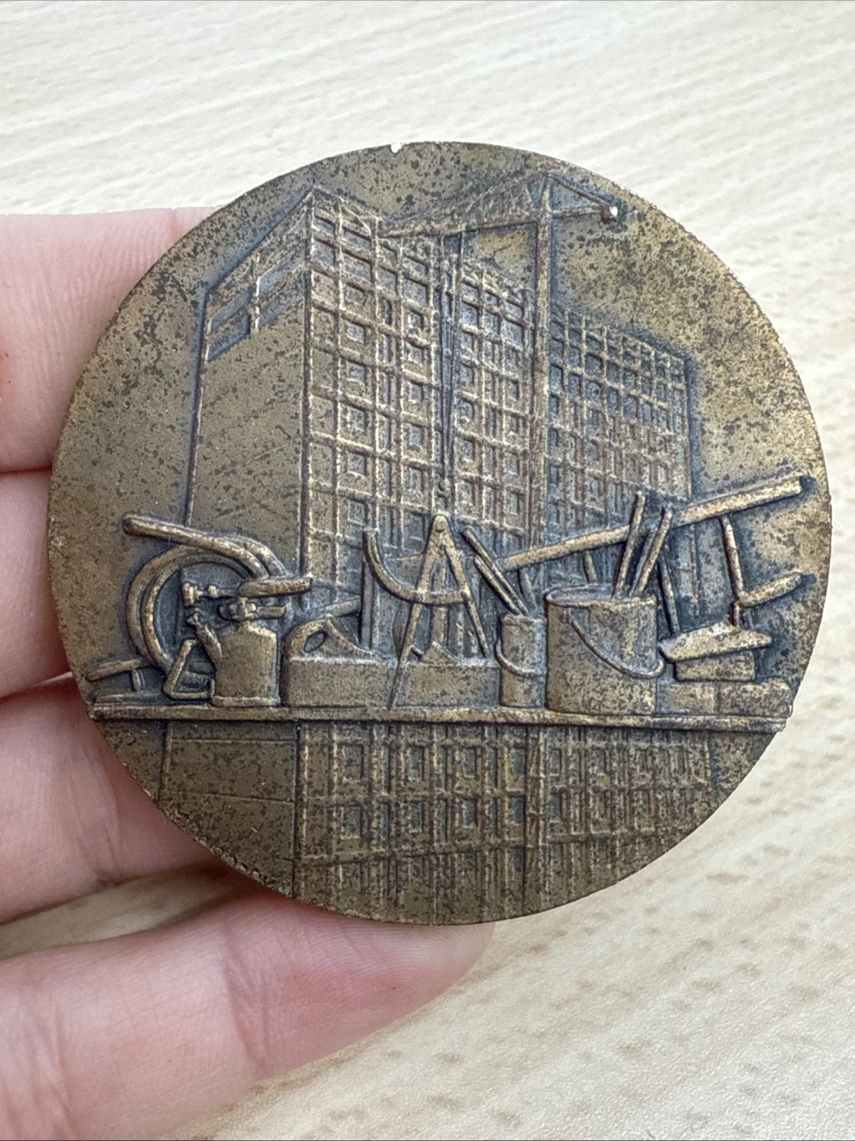 Médaille Travaux Construction Constructeur En Bronze