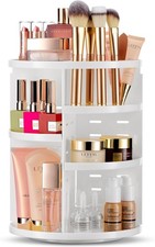 360 Rotating Makeup Organizer Adjustable Shelf Height  Fully Rotatable. US
