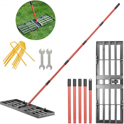 Lawn Leveling Rake - Lawn Leveler with 78'' Adjustable Steel Handle, 30''X10'' Grou