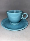 Vintage Fiesta Turquoise Coffee Tea Cup Saucer Set O-Ring Fiestaware HLC MCM