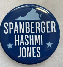 Spanberger Hashmi Jones Virginia Governor 2025 Button Pinback