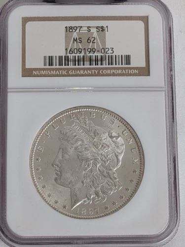 1897-S Morgan Dollar NGC MS62 Tough Date $1 San Francisco Mint Silver Dollar