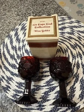 Avon Cape Cod Ruby Red Wine Goblets Set of 2 w/ one Original Box – 4.5” Glasses
