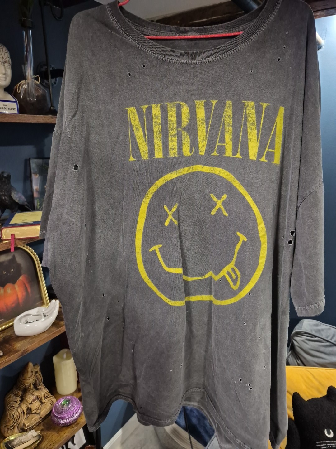 Nirvana Nevermind Distressed Oversized Graphic Ba… - image 3